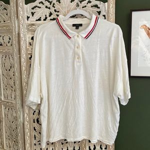 EUC J Crew Linen Polo Top L